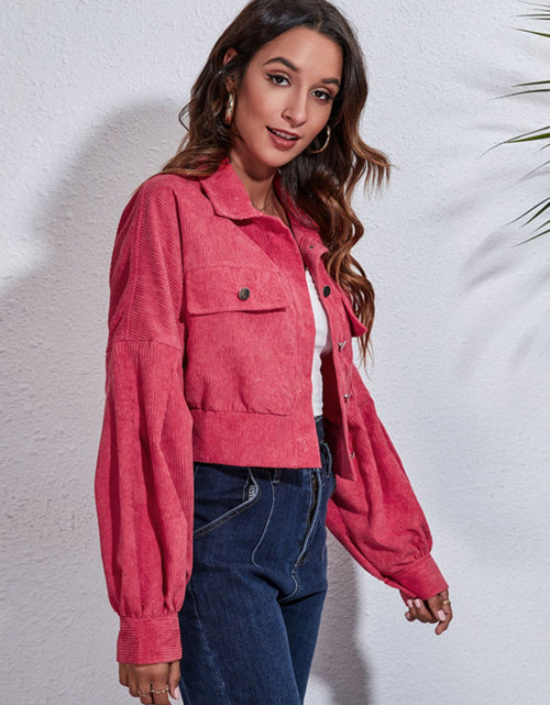 Load image into Gallery viewer, Button Down Collared Neck Cropped Jacket

