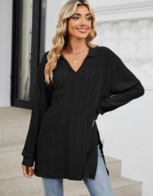 Load image into Gallery viewer, Slit Johnny Collar Long Sleeve T-Shirt

