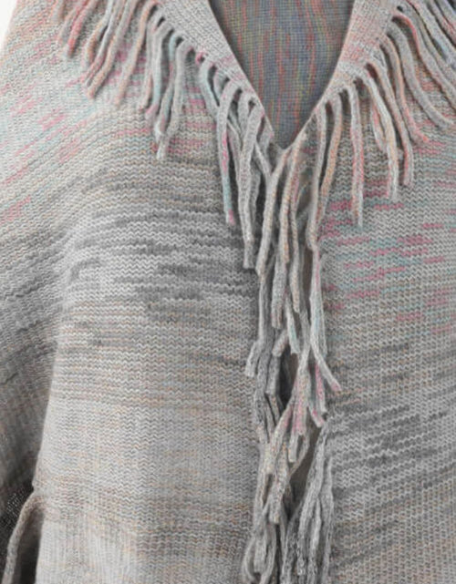 Load image into Gallery viewer, Multicolored Fringe Trim Poncho
