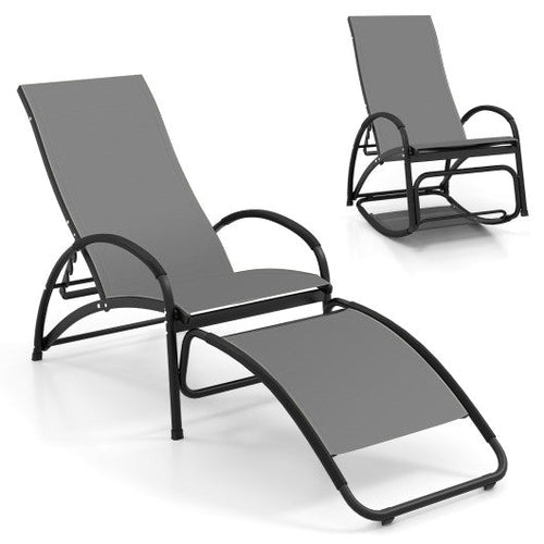 Load image into Gallery viewer, 2-in-1 Outdoor Rocking Chair with 4-Position Adjustable Backrest for Patio Porch Poolside-Gray
