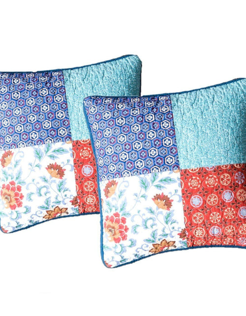 Load image into Gallery viewer, DaDa Bedding Set of 2-Pieces Bohemian Vibes Patchwork Floral Throw Pillow Covers, 18" x 18" (JHW878) by DaDa Bedding Collection
