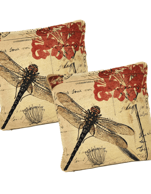 Load image into Gallery viewer, DaDa Bedding Set of 2-Pieces Dragonfly Dreams Nature Garden Tapestry Throw Pillow Covers w/ Inserts - 18" x 18" by DaDa Bedding Collection
