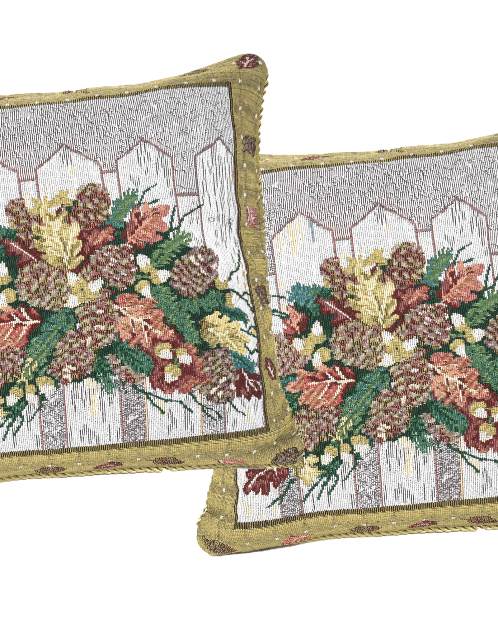 DaDa Bedding Set of 2-Pieces Festive Holiday Fiesta Floral Botanical Tapestry Throw Pillow Covers w/ Inserts - 18" x 18" by DaDa Bedding Collection