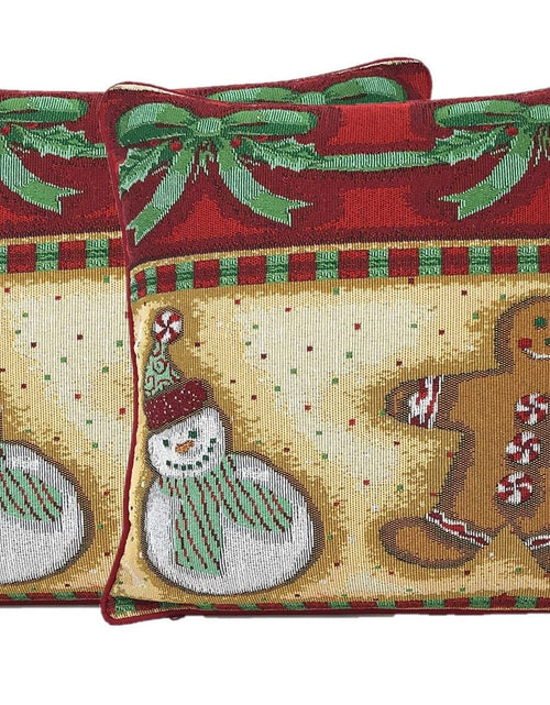 Load image into Gallery viewer, DaDa Bedding Gingerbread Snowman Woven Tapestry Throw Pillow Covers 16" x 16" (12917) by DaDa Bedding Collection

