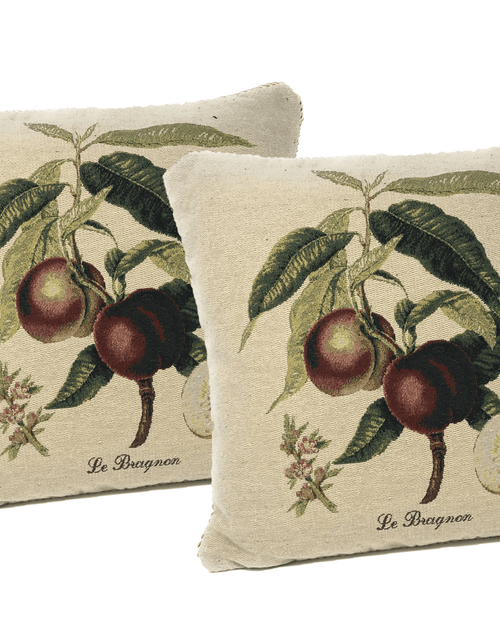 Load image into Gallery viewer, DaDa Bedding Set of 2-Pieces Nectarine Fruits Garden Tapestry Throw Pillow Covers w/ Inserts - 18" x 18" by DaDa Bedding Collection
