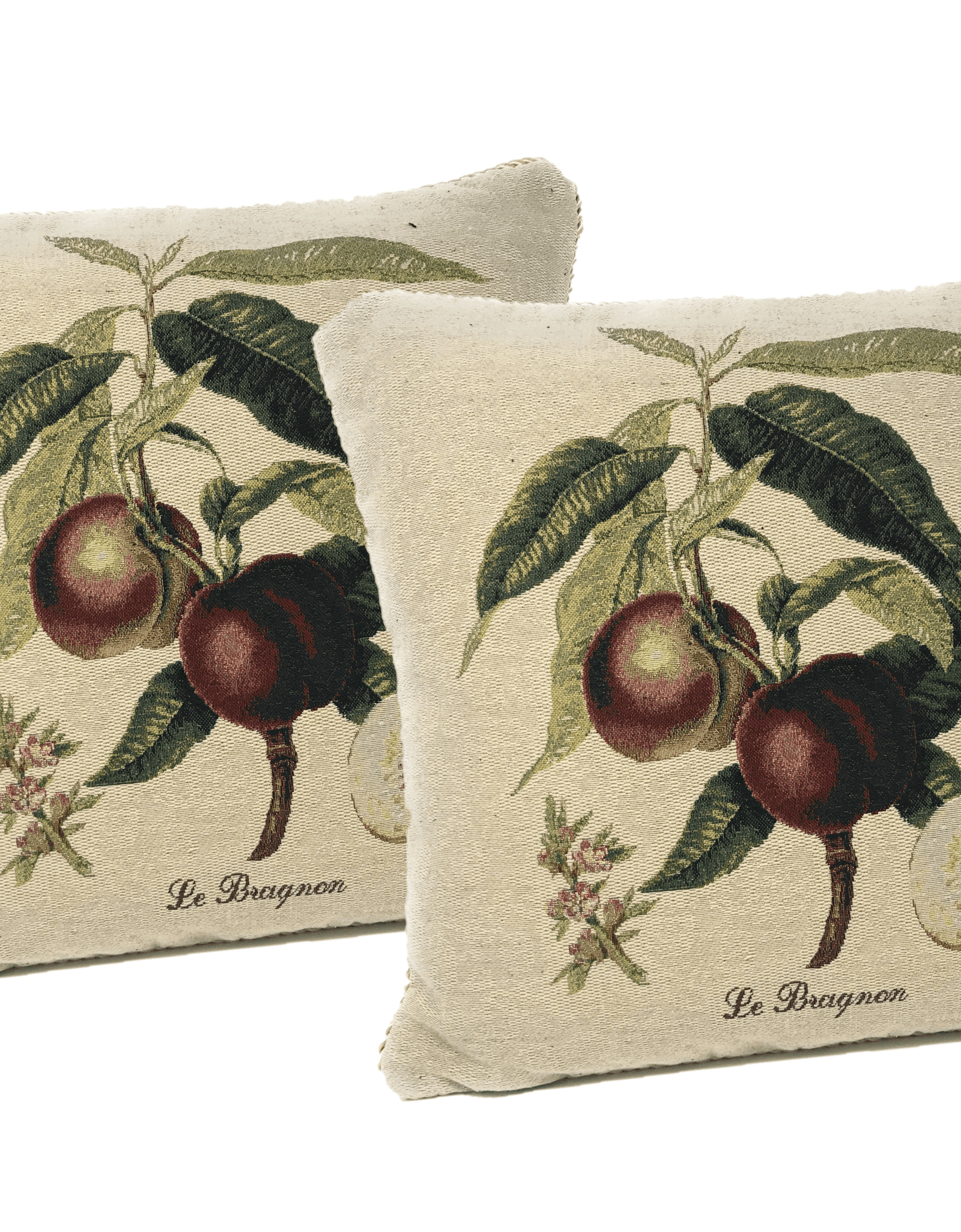 DaDa Bedding Set of 2-Pieces Nectarine Fruits Garden Tapestry Throw Pillow Covers w/ Inserts - 18" x 18" by DaDa Bedding Collection