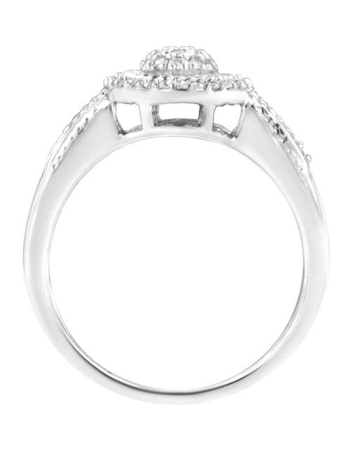 Load image into Gallery viewer, .925 Sterling Silver 1/3 Cttw Pave Set Round-Cut Diamond Braided Halo Cocktail Ring (I-J Color, I2-I3 Clarity) by Haus of Brilliance
