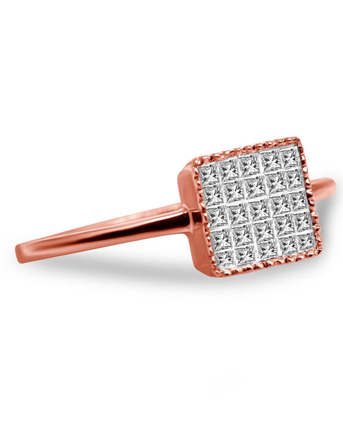 Load image into Gallery viewer, 10K Rose Gold 1/3 Cttw Invisible Set Princess Cut Diamond Composite Square Shape Ring for Women (H-I color, I1-I2 clarity) by Haus of Brilliance
