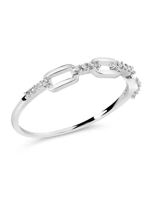 Load image into Gallery viewer, .925 Sterling Silver Diamond Accent Paperclip Band Ring (I-J Color, I2-I3 Clarity) by Haus of Brilliance
