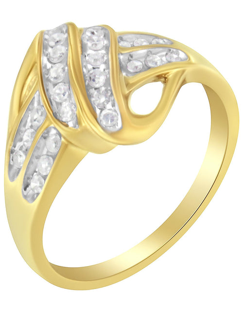 Load image into Gallery viewer, 10K Yellow Gold Plated .925 Sterling Silver 1.0 Cttw Diamond Flower Cluster Open Halo Floral Ring (J-K Color, I2-I3 Clarity) by Haus of Brilliance
