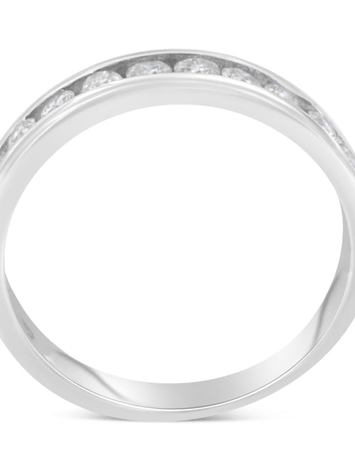 Load image into Gallery viewer, IGI Certified 1/2 Cttw Round Brilliant Cut Diamond 18K White Gold Channel Set Eternity Style Wedding Band Ring (H-I Color, I1-I2 Clarity) by Haus of Brilliance
