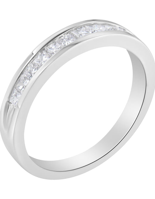 Load image into Gallery viewer, .925 Sterling Silver 1/2 Cttw Princess-Cut Diamond Channel-Set Half-Eternity Wedding or Anniversary Band Ring (H-I Color, I2 Clarity) by Haus of Brilliance
