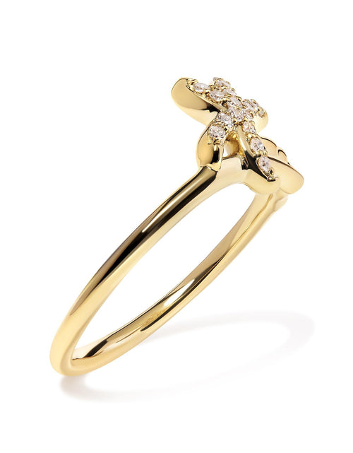 Load image into Gallery viewer, 10K Yellow Gold 1/10 Cttw Diamond  Palm Tree Statement Ring (H-I Color, I1-I2 Clarity) by Haus of Brilliance
