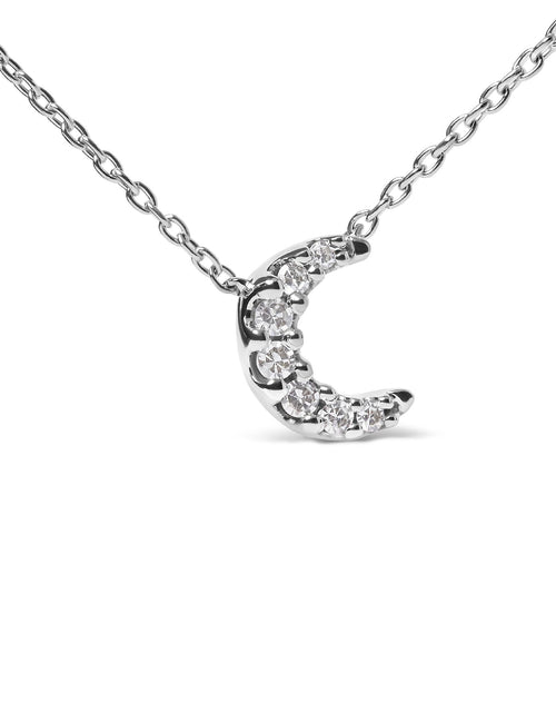 Load image into Gallery viewer, 10K White Gold Diamond Accented Crescent Moon Shaped 18" Inch Pendant Necklace (H-I Color, I1-I2 Clarity) by Infinite Jewels
