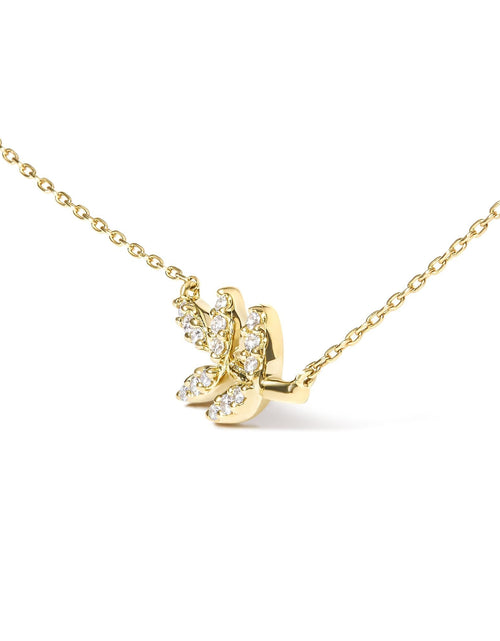Load image into Gallery viewer, 10K Yellow Gold 1/10 Cttw Diamond Leaf and Branch 18" Pendant Necklace (H-I Color, I1-I2 Clarity) by Haus of Brilliance
