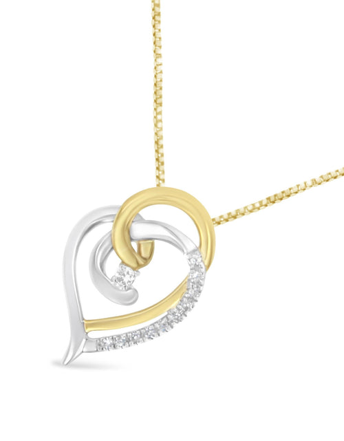 Load image into Gallery viewer, 10K Yellow and White Gold Diamond Accent Open Double Heart Spiral Curl 18" Pendant Necklace (J-K Color, I2-I3 Clarity) by Infinite Jewels
