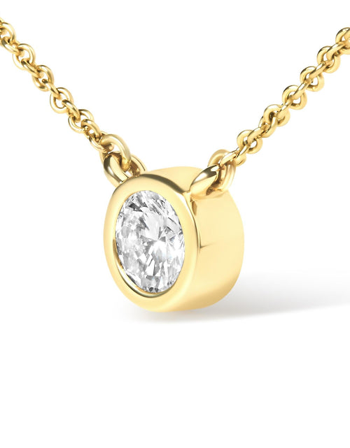 Load image into Gallery viewer, 14K Gold Lab Grown Diamond Modern Bezel-Set Solitaire 16"-18" Pendant Necklace (F-G Color, VS2-SI1 Clarity) by Haus of Brilliance
