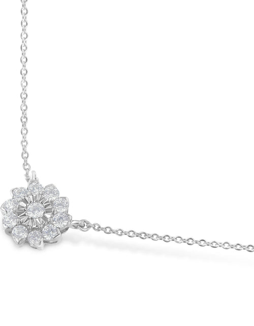Load image into Gallery viewer, .925 Sterling Silver 1/2 Cttw Diamond Miracle Set Flower Cluster Pendant Necklace with Cable Chain (I-J Color, I1-I2 Clarity) - 18” by Haus of Brilliance
