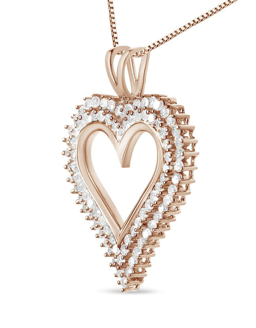 Load image into Gallery viewer, .925 Sterling Silver Diamond Heart 18" Pendant Necklace (I-J Color, I2-I3 Clarity) by Haus of Brilliance
