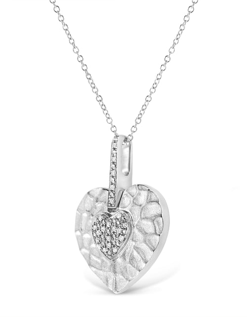 Load image into Gallery viewer, .925 Sterling Silver Pave-Set Diamond Accent Heart Shape 18" Pendant Necklace (I-J Color, I1-I2 Clarity) by Haus of Brilliance
