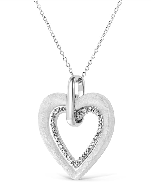Load image into Gallery viewer, .925 Sterling Silver Prong-Set Diamond Accent Double Heart 18" Pendant Necklace (I-J Color, I1-I2 Clarity) by Haus of Brilliance
