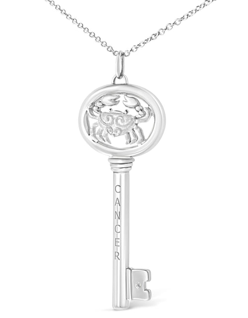 Load image into Gallery viewer, .925 Sterling Silver Diamond Accent Zodiac Key 18" Pendant Necklace (K-L Color, I1-I2 Clarity) by Infinite Jewels
