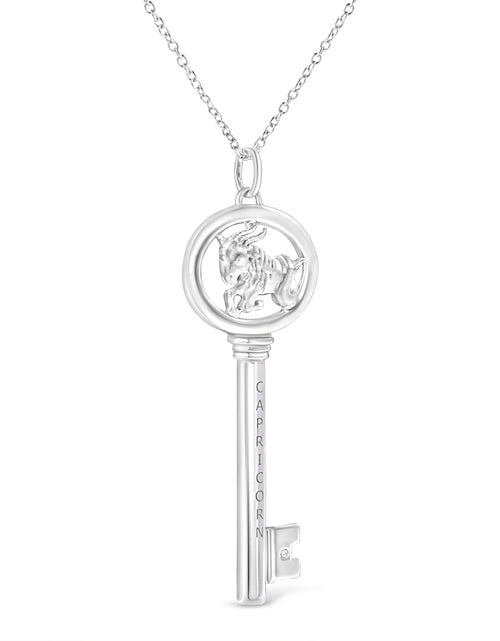 Load image into Gallery viewer, .925 Sterling Silver Diamond Accent Zodiac Key 18" Pendant Necklace (K-L Color, I1-I2 Clarity) by Haus of Brilliance
