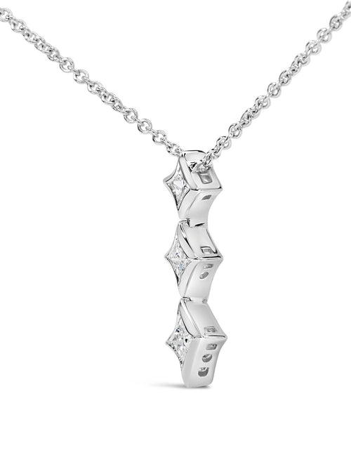 Load image into Gallery viewer, 10K Gold 1/5 Cttw Princess Cut Diamond 3 Stone Drop 18" Pendant Necklace (H-I Color, SI2-I1 Clarity) by Haus of Brilliance
