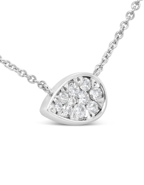 Load image into Gallery viewer, 14K White Gold 1/4 Cttw Round Diamond Composite Teardrop Shape 18" Pendant Necklace - (G-H Color, SI2-I1 Clarity) by Infinite Jewels
