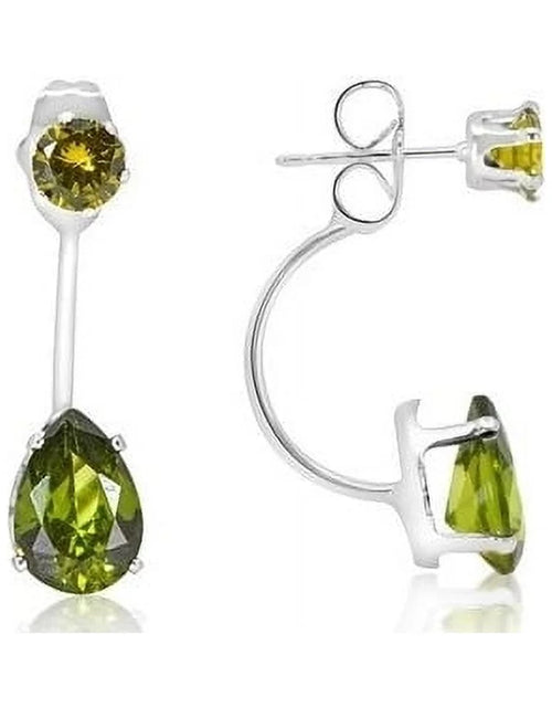 Load image into Gallery viewer, 3 Carat Elegant Sterling Silver Green Tear Drop Elements Hanging Stud Earrings
