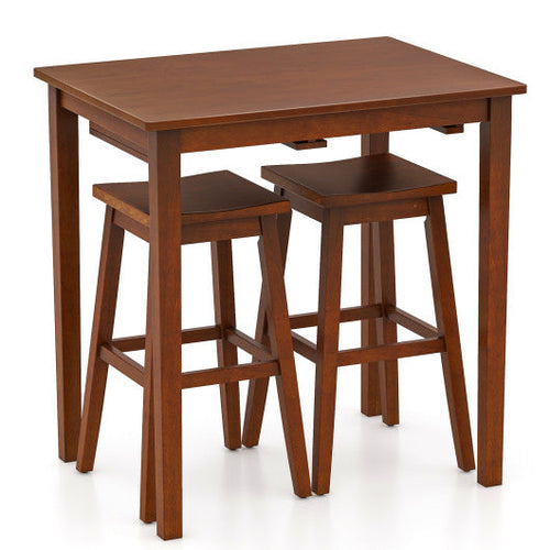 Load image into Gallery viewer, 3-Piece Bar Table Set with Pub Table and 2 Saddle Stools-Espresso

