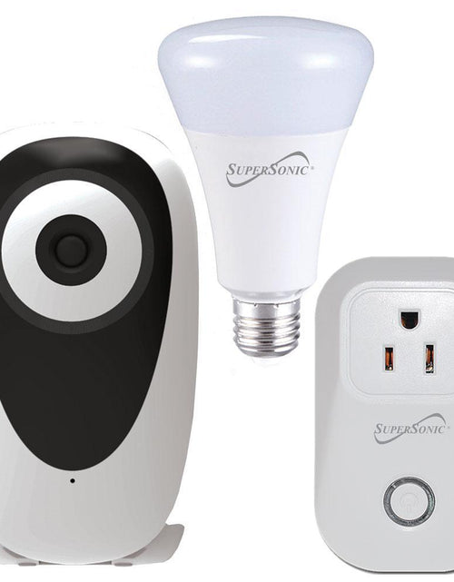 Load image into Gallery viewer, 3-Pc. Smart Home Starter Kit with WiFi enabled: HD Camera, Plug, &amp; Bulb

