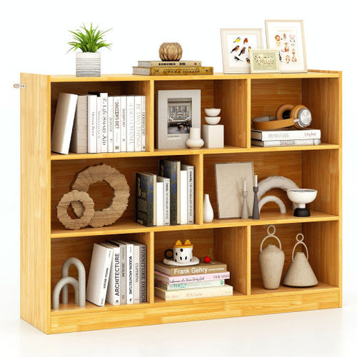 Load image into Gallery viewer, 3-Tier Open Bookcase 8-Cube Floor Standing Storage Shelves Display Cabinet-Yellow
