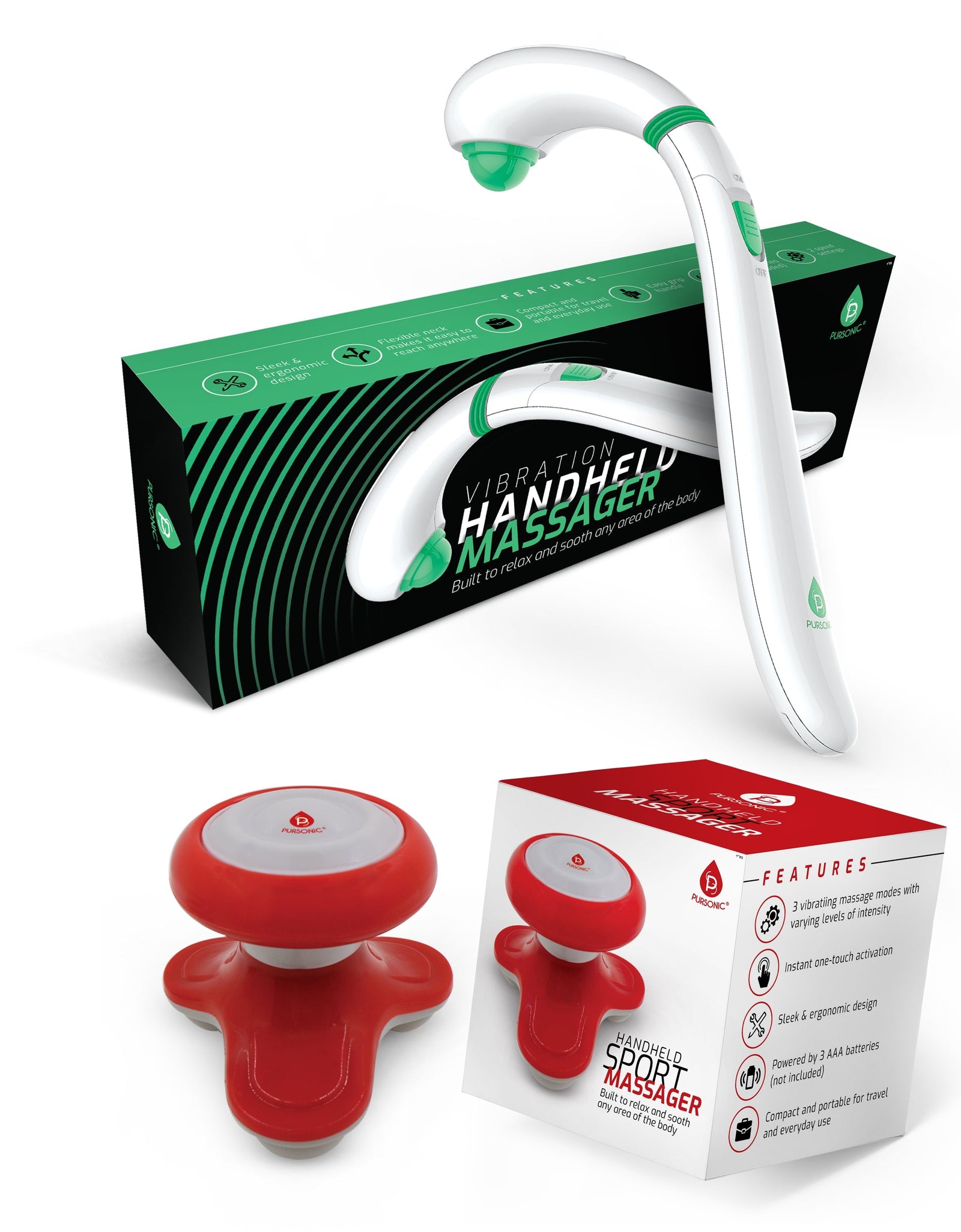 Wand Massager With Mini Handheld Massager by Pursonic