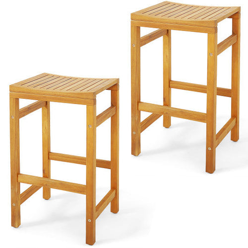 Load image into Gallery viewer, 30-Inch Height Bar Chair with Saddle Shaped Seat and Sturdy Footrest-Set of 2
