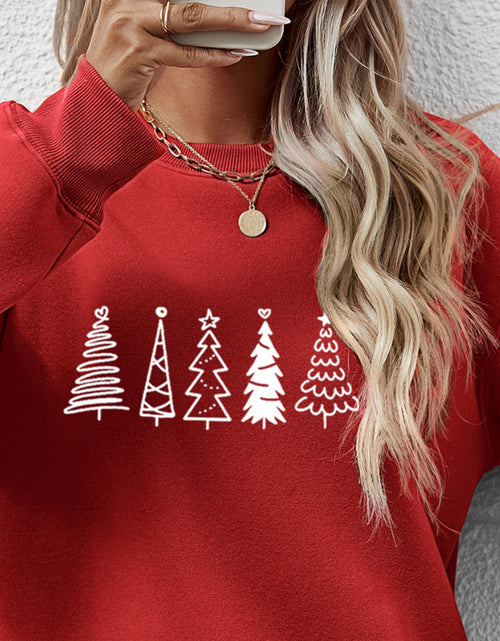 Load image into Gallery viewer, Christmas Tree Graphic Drop Shoulder Sweatshirt

