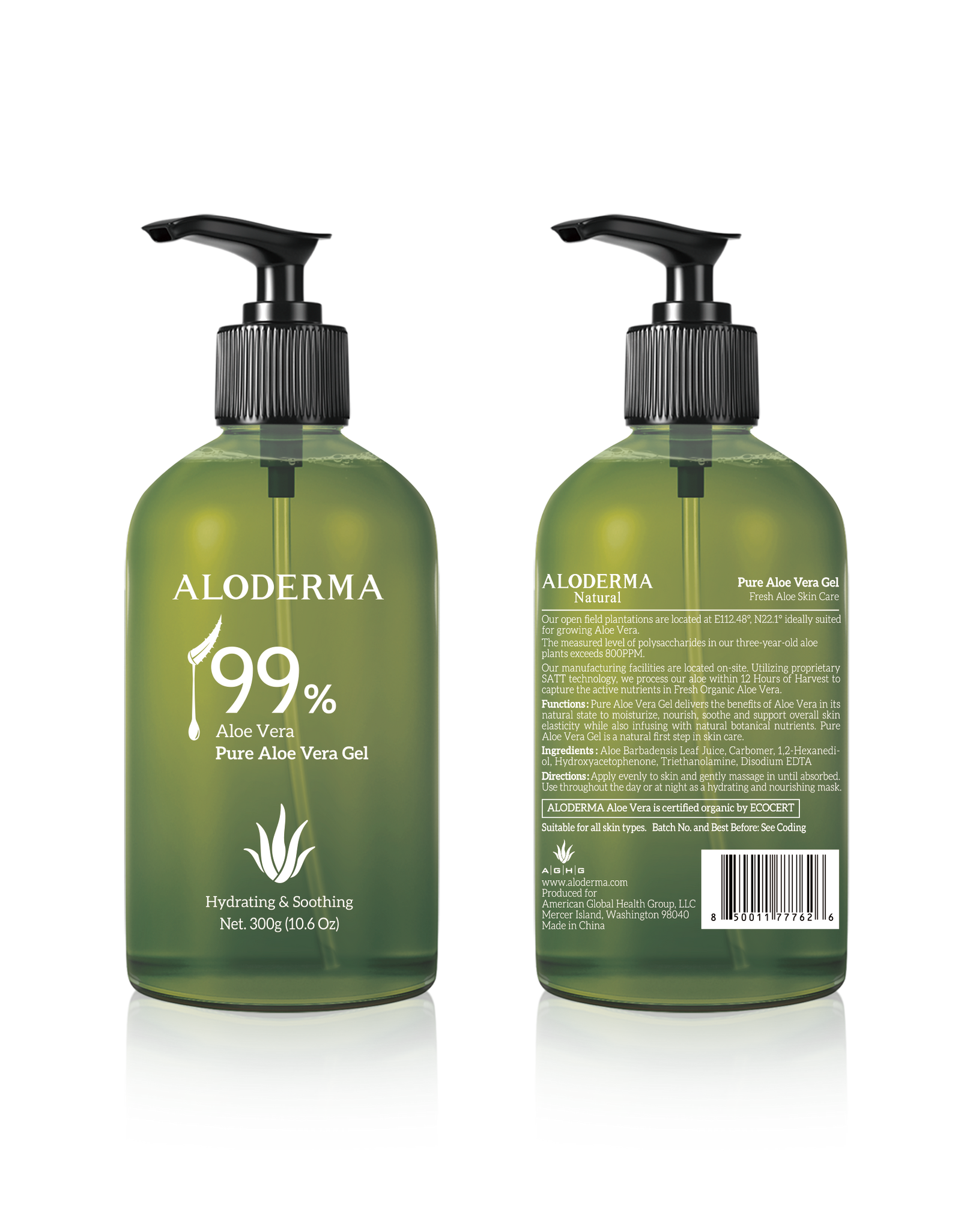 ALODERMA Pure Aloe Vera Gel 300g by AloeCure