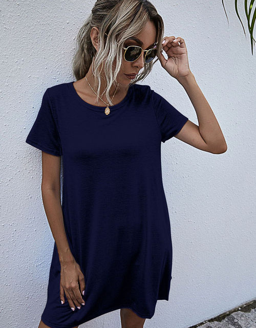 Load image into Gallery viewer, Round Neck Short Sleeve Mini Dress
