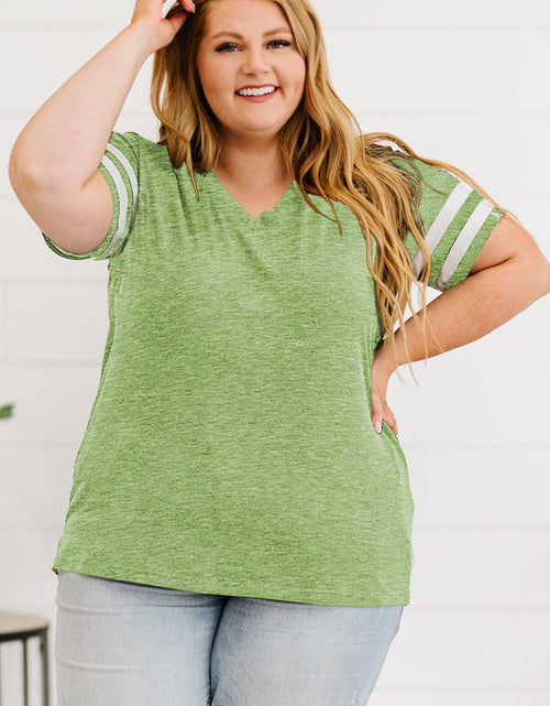 Load image into Gallery viewer, Plus Size Striped V-Neck Tee Shirt
