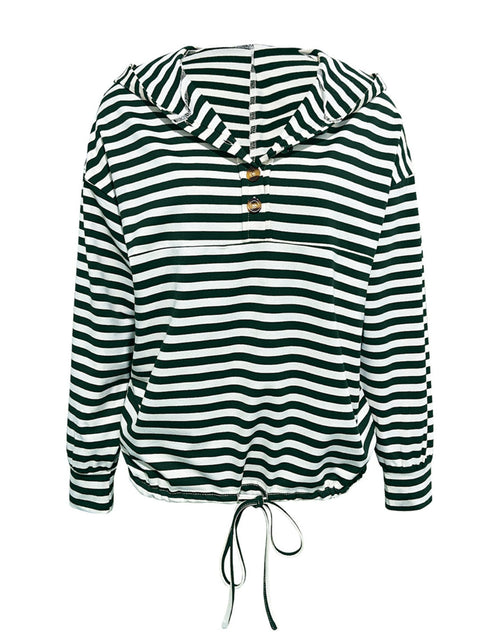 Load image into Gallery viewer, Drawstring Striped Long Sleeve Hoodie

