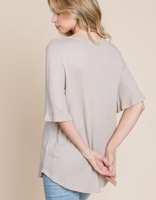 Load image into Gallery viewer, BOMBOM Round Neck Waffle Knit T-Shirt

