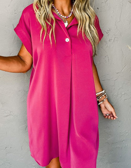 Load image into Gallery viewer, Buttoned Collared Neck Mini Shirt Dress
