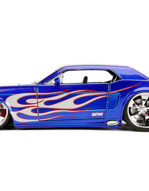 Load image into Gallery viewer, 1965 Ford Mustang #5 "L. John's Racing" Candy Blue with Flame Graphics "Bigtime Muscle" Series 1/24 Diecast Model Car by Jada
