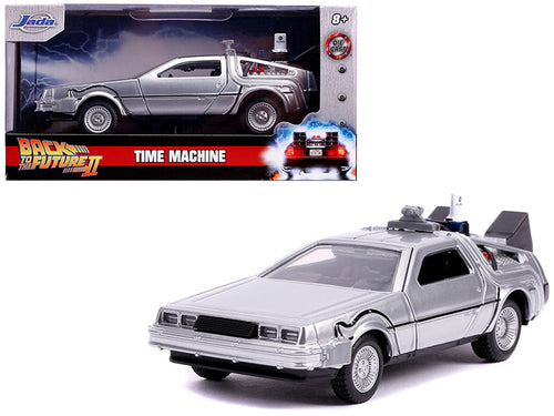 Load image into Gallery viewer, DeLorean DMC (Time Machine) Silver "Back to the Future Part II" (1989) Movie "Hollywood Rides" Series 1/32 Diecast Model Car by Jada
