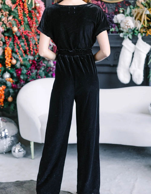 Load image into Gallery viewer, Drawstring Surplice Short Sleeve Jumpsuit
