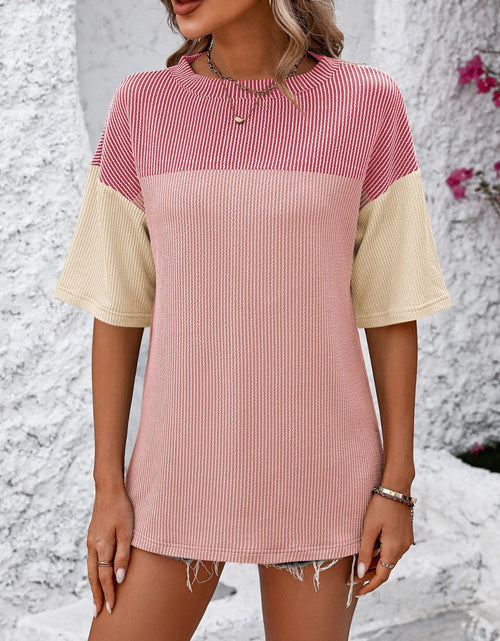 Load image into Gallery viewer, Mandy Color Block Round Neck Half Sleeve T-Shirt
