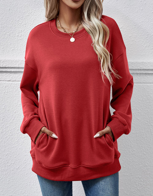 Load image into Gallery viewer, Dropped Shoulder Sweatshirt with Pockets
