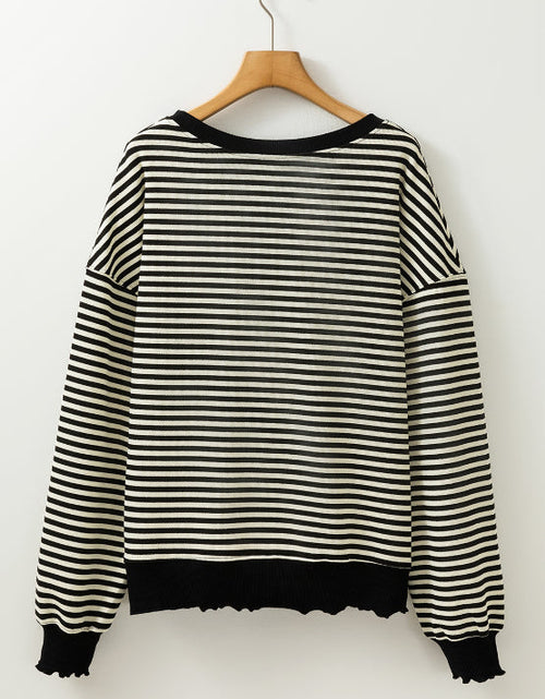 Load image into Gallery viewer, Striped Round Neck Long Sleeve Sweatshirt
