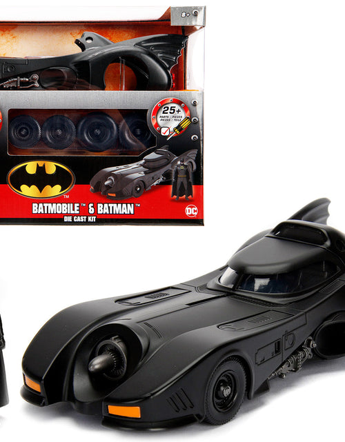 Load image into Gallery viewer, Model Kit Batmobile Matt Black with Batman Diecast Figurine "Batman" (1989) Movie "Build N' Collect" 1/24 Diecast Model Car by Jada
