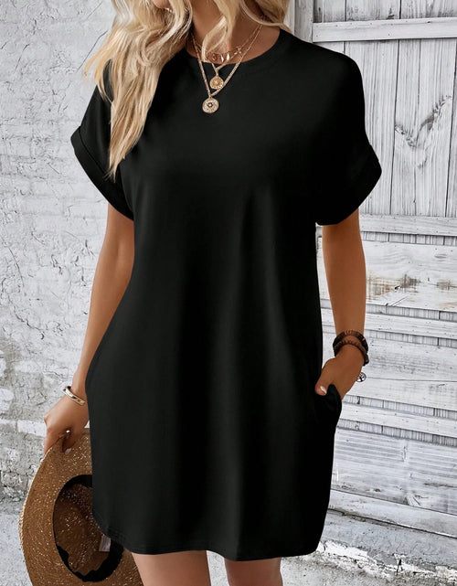 Load image into Gallery viewer, Round Neck Short Sleeve Mini Dress
